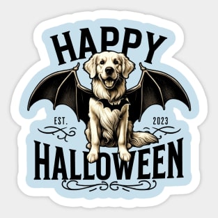 Golden Retriever Halloween Vampire Sticker